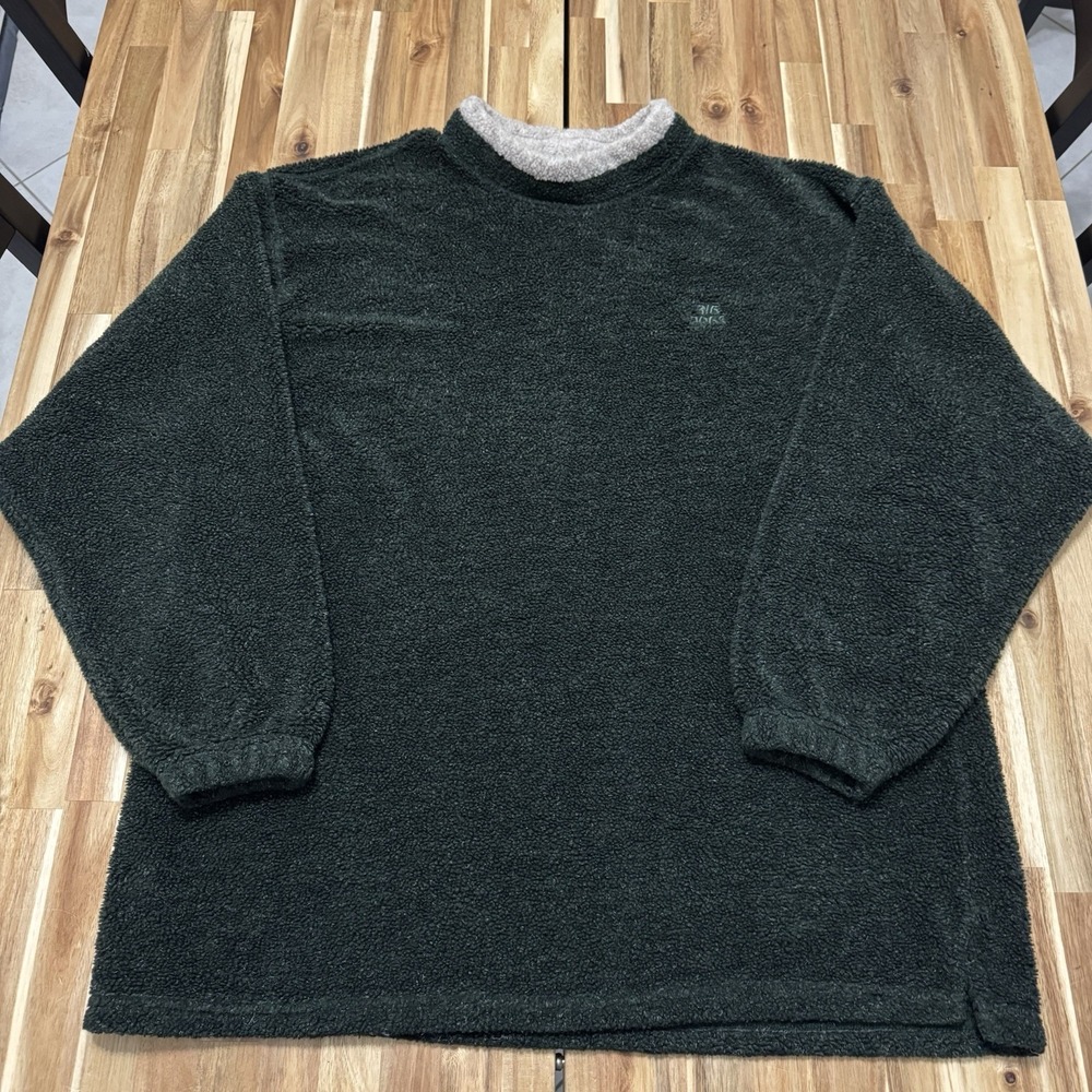 Big‎ Dogs Sweatshirt Womens 2X Green Sherpa Fleece Mock Neck Pullover Baggy 90s